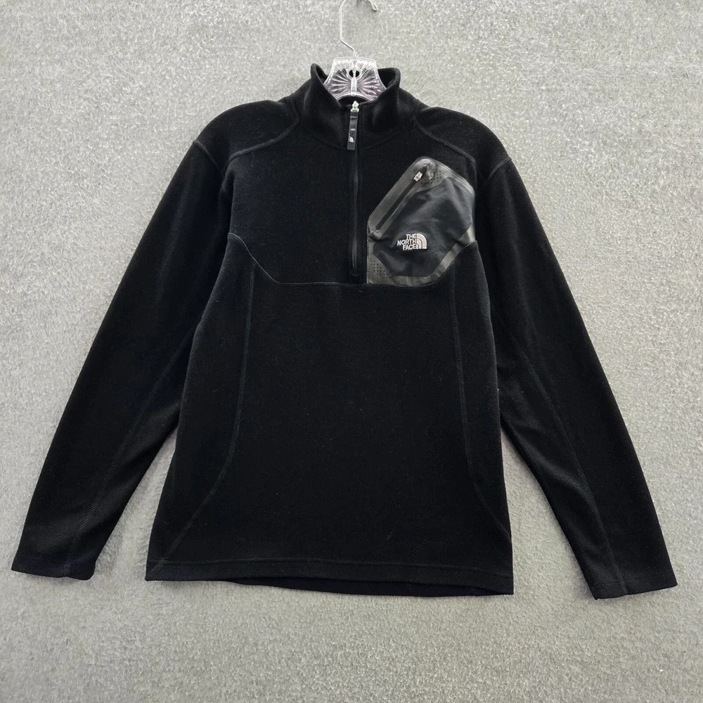 The North Face Men‎ Sweatshirt Small Black 1/2 Zip Pocket  Mock Neck Pullover